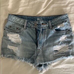BDG High Rise Dree Cheeky Blue Jean Shorts